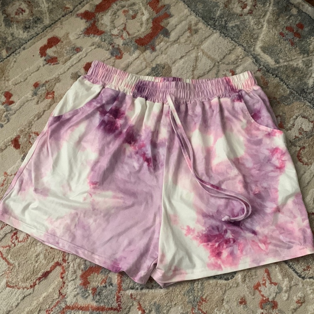 Tie dye drawstring shorts